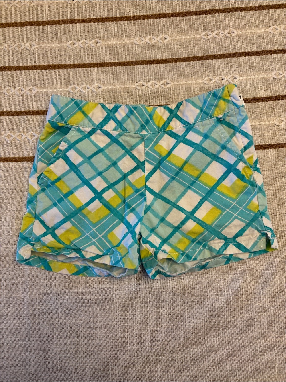 Gymboree Teal, Aqua & Yellow Plaid Girls' Shorts